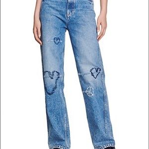 Sandro Patty High-Rise Embroidered Straight-Leg Jeans